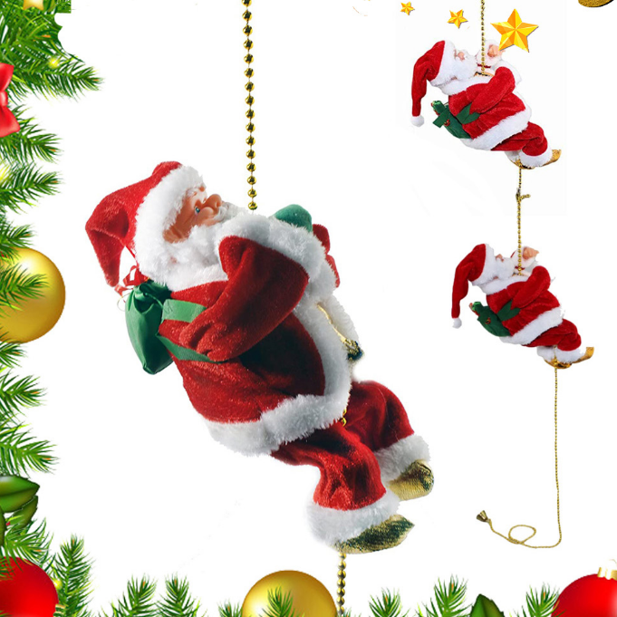 (🎉 Promozione di Natale Anticipata - 50% DI SCONTO 🎄) Babbo Natale Musicale con Corda Arrampicante