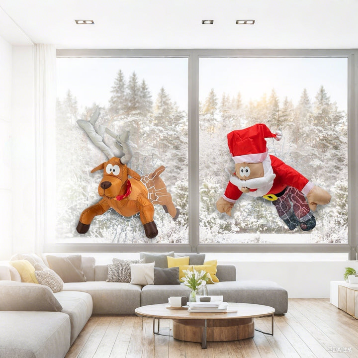 Set decorativo Babbo Natale e Renna con effetto sfondamento